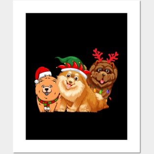 Feliz Navidog Chow Chow Reindeer Christmas Light Posters and Art